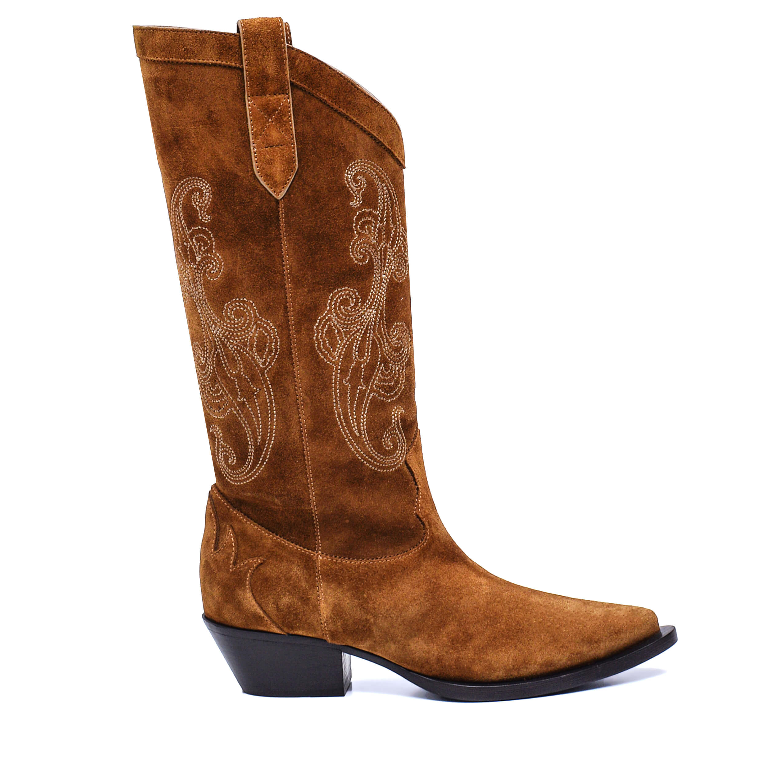 Etro - NEW Khaki Suede Paisley embossed knee/high Western Boots / 37.5